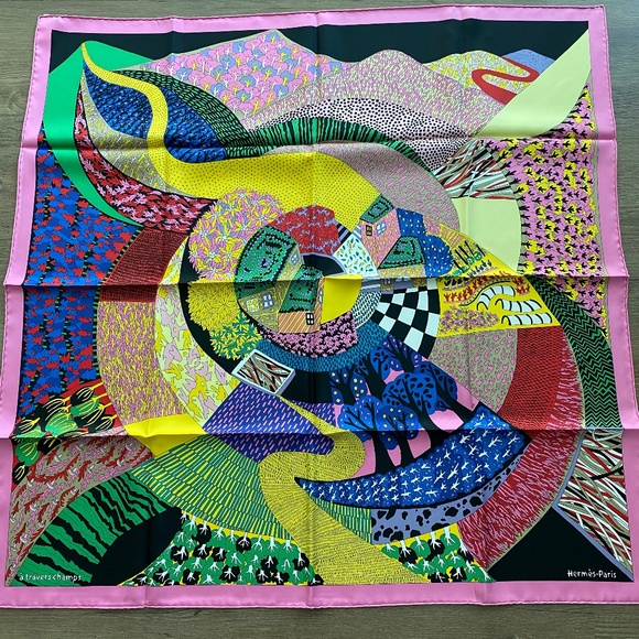 Hermes Accessories - Hermes New A Travers Champs Silk Scarf 90 cm